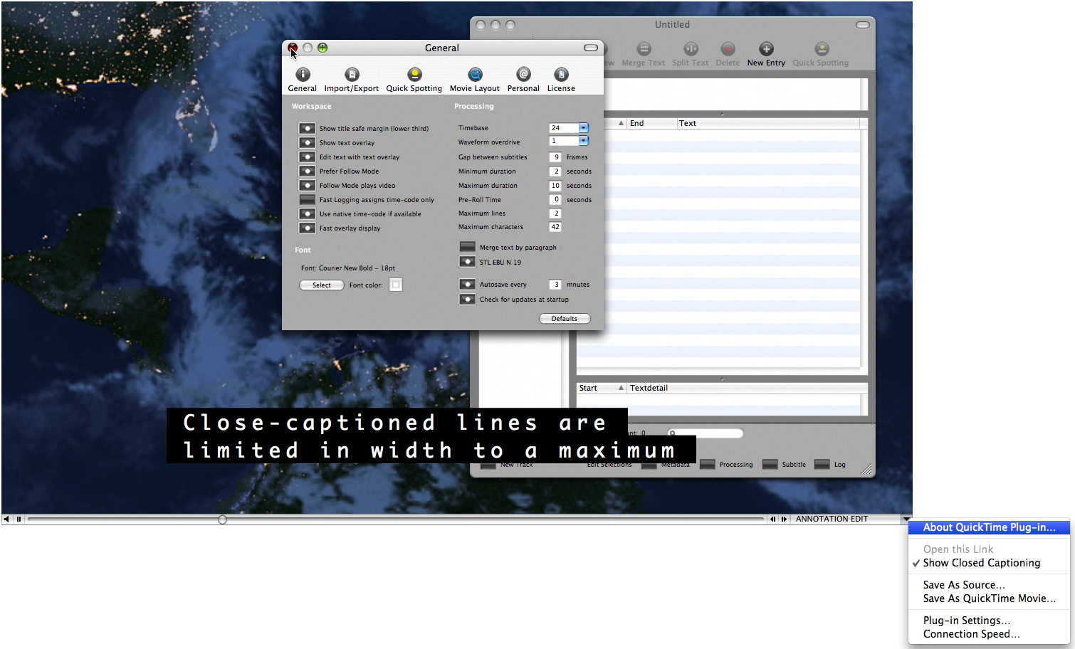 QuickTime captions embedded as a layer
